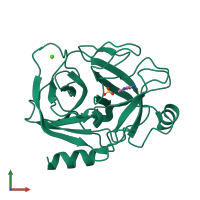 PDB entry 2otv coloured by chain, front view.