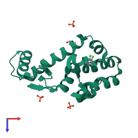 PDB entry 2oty coloured by chain, top view.