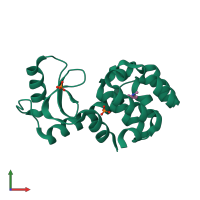 PDB entry 2otz coloured by chain, front view.