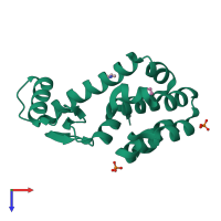 PDB entry 2ou0 coloured by chain, top view.