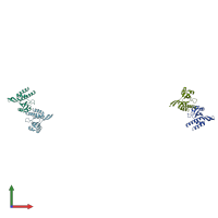 PDB entry 2oug coloured by chain, front view.