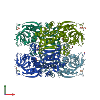 PDB entry 2oui coloured by chain, front view.