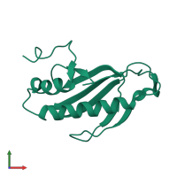 PDB entry 2oum coloured by chain, front view.