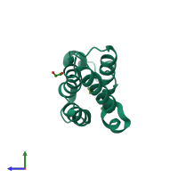 PDB entry 2ouo coloured by chain, side view.