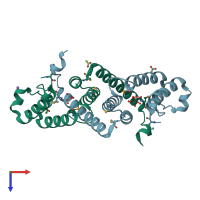 PDB entry 2ouw coloured by chain, top view.