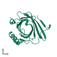 PDB entry 2ova coloured by chain, front view.