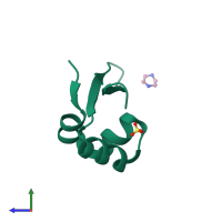 PDB entry 2ovg coloured by chain, side view.