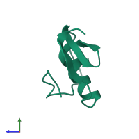 PDB entry 2ovo coloured by chain, side view.