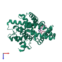 PDB entry 2ovv coloured by chain, top view.