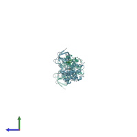 PDB entry 2ow3 coloured by chain, side view.