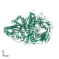 PDB entry 2ow7 coloured by chain, front view.