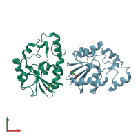 PDB entry 2owd coloured by chain, front view.