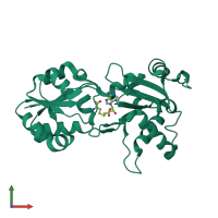 PDB entry 2owf coloured by chain, front view.