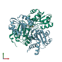 PDB entry 2owg coloured by chain, front view.