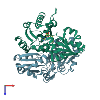 PDB entry 2owg coloured by chain, top view.