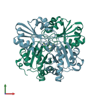 PDB entry 2owv coloured by chain, front view.