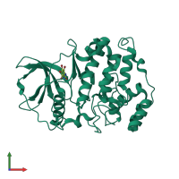 PDB entry 2oxd coloured by chain, front view.