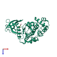 PDB entry 2oxd coloured by chain, top view.