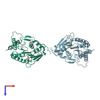 PDB entry 2oy0 coloured by chain, top view.