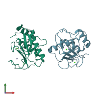 PDB entry 2oy4 coloured by chain, front view.