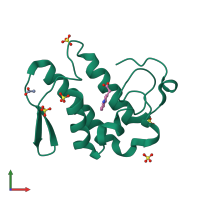 Monomeric assembly 1 of PDB entry 2oyf coloured by chemically distinct molecules, front view.