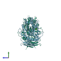PDB entry 2oyk coloured by chain, side view.
