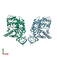 PDB entry 2oyl coloured by chain, front view.