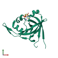 PDB entry 2oyn coloured by chain, front view.