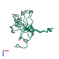 PDB entry 2oyw coloured by chain, ensemble of 15 models, top view.