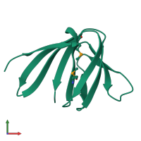 PDB entry 2oyz coloured by chain, front view.