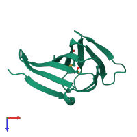 PDB entry 2oyz coloured by chain, top view.