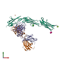 PDB entry 2oz4 coloured by chain, front view.