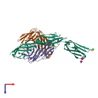 PDB entry 2oz4 coloured by chain, top view.