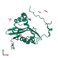 PDB entry 2ozh coloured by chain, front view.