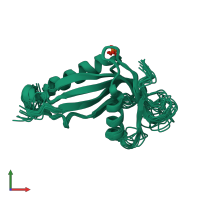 PDB entry 2ozw coloured by chain, ensemble of 21 models, front view.