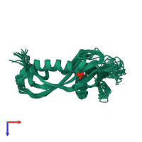 PDB entry 2ozw coloured by chain, ensemble of 21 models, top view.