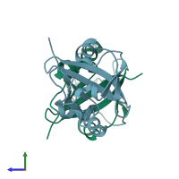 PDB entry 2p04 coloured by chain, side view.