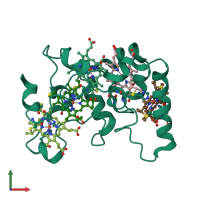 PDB entry 2p0b coloured by chain, front view.