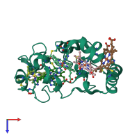 PDB entry 2p0b coloured by chain, top view.
