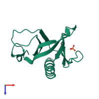 PDB entry 2p0f coloured by chain, top view.