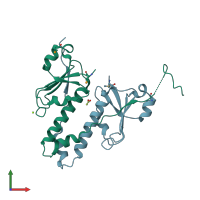 PDB entry 2p0s coloured by chain, front view.