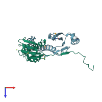 PDB entry 2p0s coloured by chain, top view.