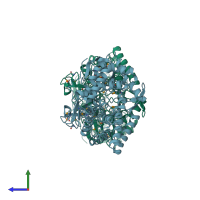PDB entry 2p0v coloured by chain, side view.
