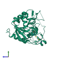 PDB entry 2p0y coloured by chain, side view.