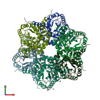 PDB entry 2p10 coloured by chain, front view.