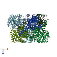 PDB entry 2p10 coloured by chain, top view.