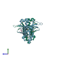 PDB entry 2p12 coloured by chain, side view.
