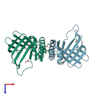 PDB entry 2p12 coloured by chain, top view.