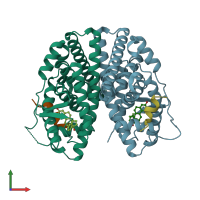 PDB entry 2p15 coloured by chain, front view.