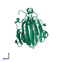 PDB entry 2p17 coloured by chain, side view.